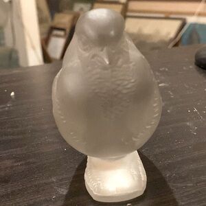 An original early 1920’s Moineau Fier frosted glass Sparrow paperweight
